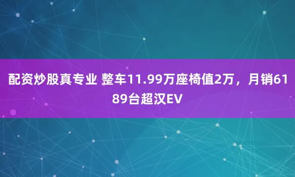配资炒股真专业 整车11.99万座椅值2万，月销6189台超汉EV